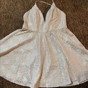 white and gold homecoming dress! size L